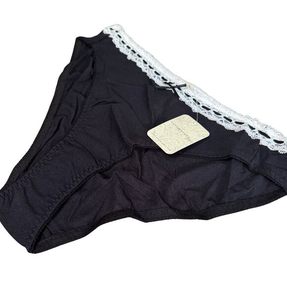 FP FREE INTIMATELY So Sweet Bikini Mesh Lace Panties Black White NWT Medium - Picture 3 of 7